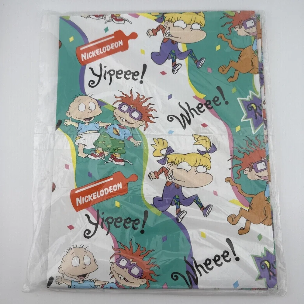 Vintage 1990s Nickelodeon RugRats Gift Wrap Paper 2 Sheets 16 sq ft New!